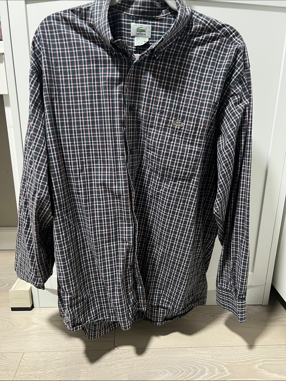 Men’s Lacoste Black Plaid Button-Up Shirt